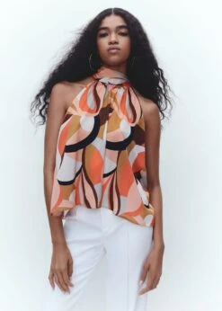 Blouse Emmanchures Américaines Nœud -Tenues Basiques 57001133 25 D6