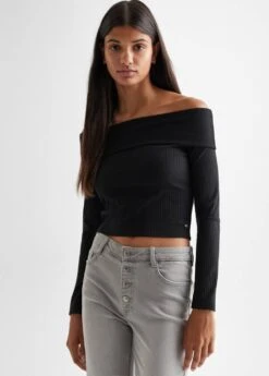 T-shirt épaules Dénudées Rayures