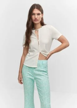 T-shirt Texturé Boutons