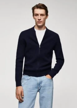 Cardigan Maille Côtelée Laine Mélangée -Tenues Basiques 57017723 56