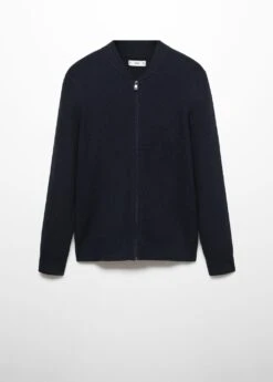 Cardigan Maille Côtelée Laine Mélangée -Tenues Basiques 57017723 56 B