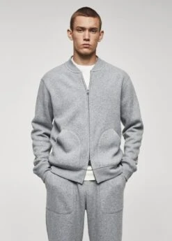 Sweat-shirt Bomber Laine Mélangée