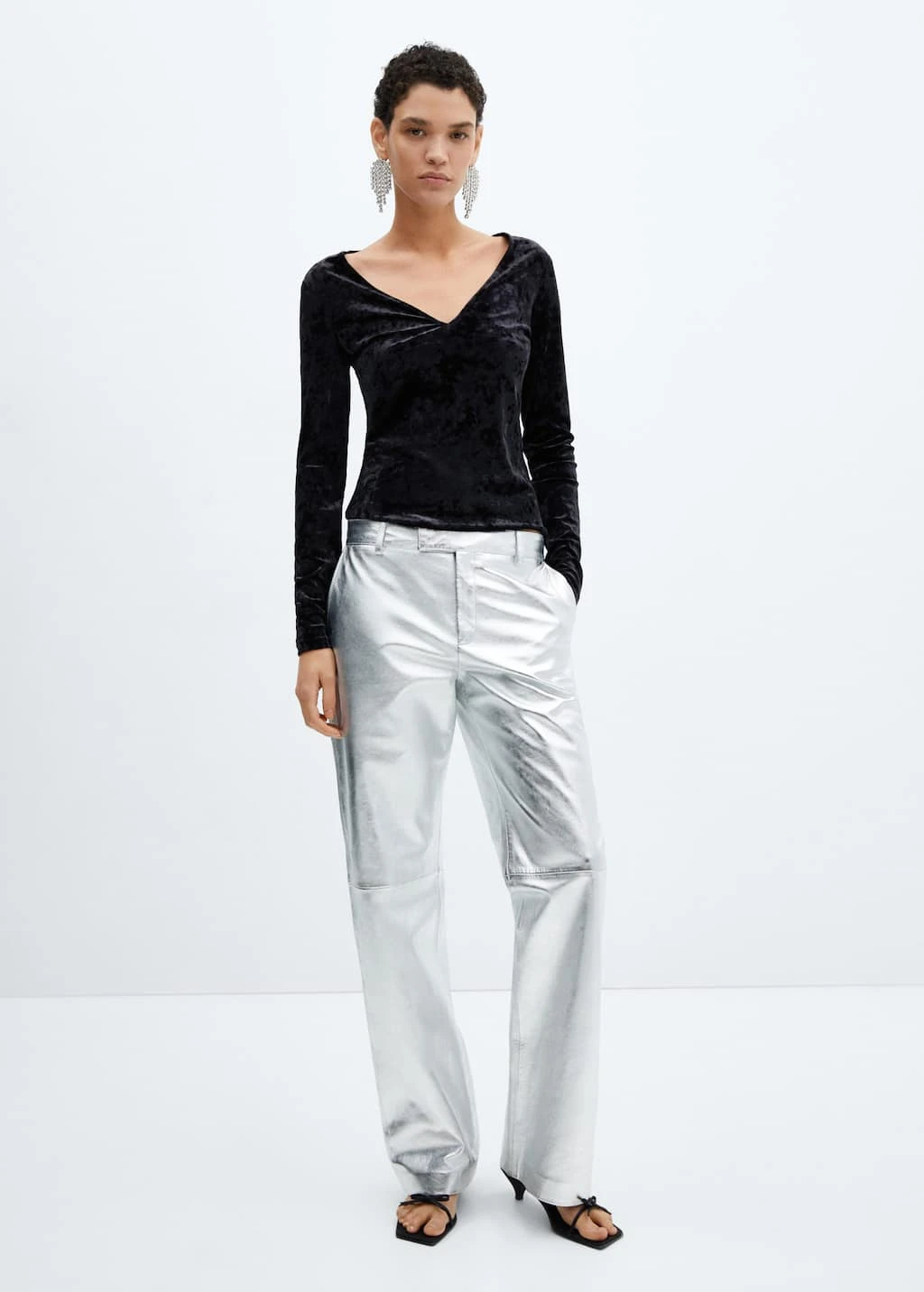 T-shirt Velours Col V 4 T-shirt Velours Col V – Image 2