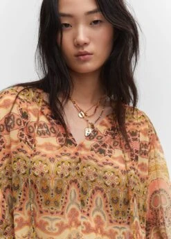 Blouse Imprimée Fermeture Nœud -Tenues Basiques 57023822 15 D1