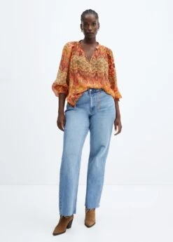 Blouse Imprimée Fermeture Nœud -Tenues Basiques 57023822 15 D3