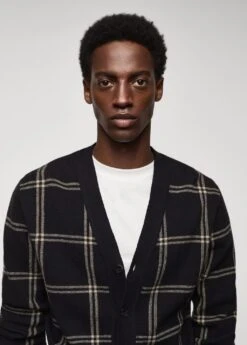 Cardigan Maille Fine Carreaux-fenêtres -Tenues Basiques 57025967 99 D1