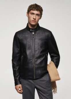 Blouson Biker En Cuir Zippé