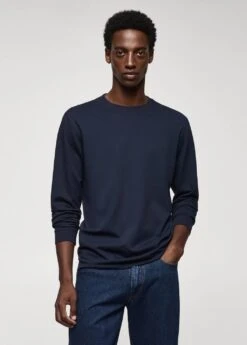 T-shirt Piqué De Coton Manches Longues -Tenues Basiques 57034406 56