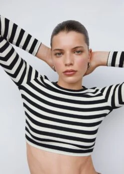 T-shirt Crop à Rayures -Tenues Basiques 57034415 05 D1