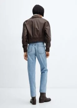 Bomber Cuir Col Imitation Mouton Retourné -Tenues Basiques 57035986 30 R