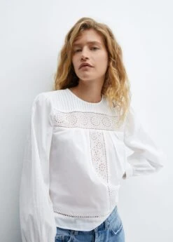 Blouse Coton Détails Ajourés -Tenues Basiques 57037118 01 D2