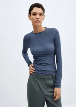 T-shirt Côtelé Manches Longues -Tenues Basiques 57037755 59