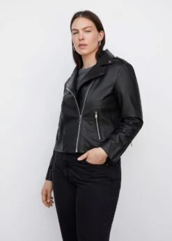 Blouson Biker En Cuir -Tenues Basiques 57039805 99 D5
