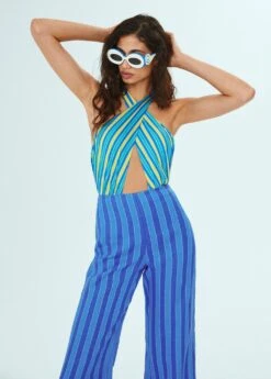 Pantalon Lin à Rayures -Tenues Basiques 57040382 52 D1