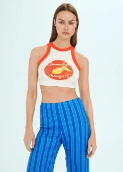 Crop Top Imprimé Emmanchures Américaines