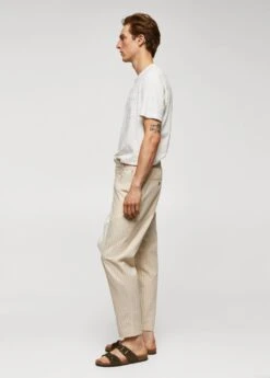Pantalon Coton Lin Seersucker -Tenues Basiques 57042503 08 D2