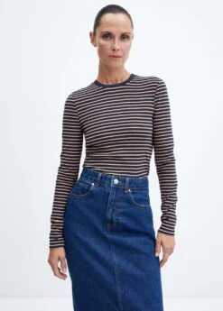 T-shirt Rayures Col Rond -Tenues Basiques 57047737 30