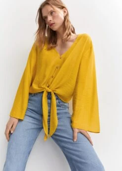 Blouse Manches Cloche Nœud -Tenues Basiques 57050213 11 D2