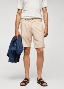 Bermuda Seersucker Fines Rayures