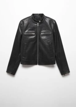 Blouson Cuir Fermeture Éclair Symétrique -Tenues Basiques 57055992 99 B