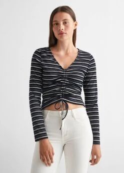 T-shirt Froncé Manches Longues