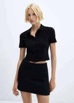 T-shirt Crop Boutonné