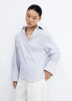 Blouse Coton Cache-cœur Rayures