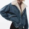 Veste Bomber En Jean Imitation Mouton Retourné -Tenues Basiques 57067753 TO