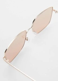 Lunettes De Soleil Monture Métallique Carrées -Tenues Basiques 57072504 OR D1