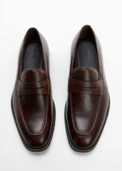 Mocassins Découpe Cuir Effet Patiné -Tenues Basiques 57074403 30 D3