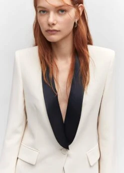 Veste Structurée Col Smoking Contrasté -Tenues Basiques 57083819 01 D1