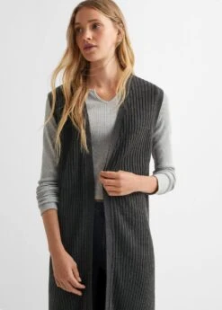 Cardigan Sans Manches Maille Côtelée