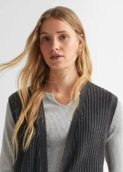 Cardigan Sans Manches Maille Côtelée -Tenues Basiques 57085952 92 D1