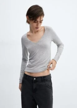 T-shirt Décolleté En V -Tenues Basiques 57085984 91