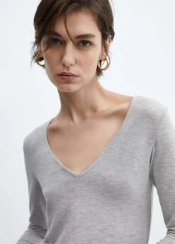 T-shirt Décolleté En V -Tenues Basiques 57085984 91 D1