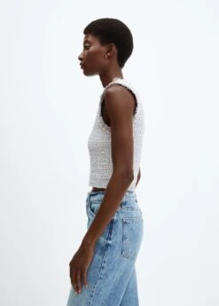 Top Tweed Bouton Bijou -Tenues Basiques 57095805 50 D4