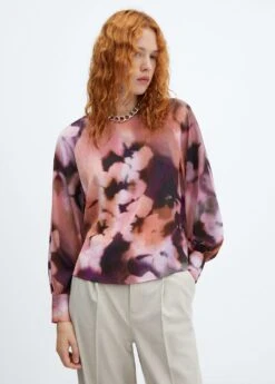 Blouse à Fleurs Manches Bouffantes